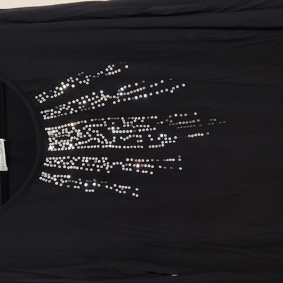 Linea by Louis Dell'Olio Black Blouse with silver sequins XL - Picture 2 of 5